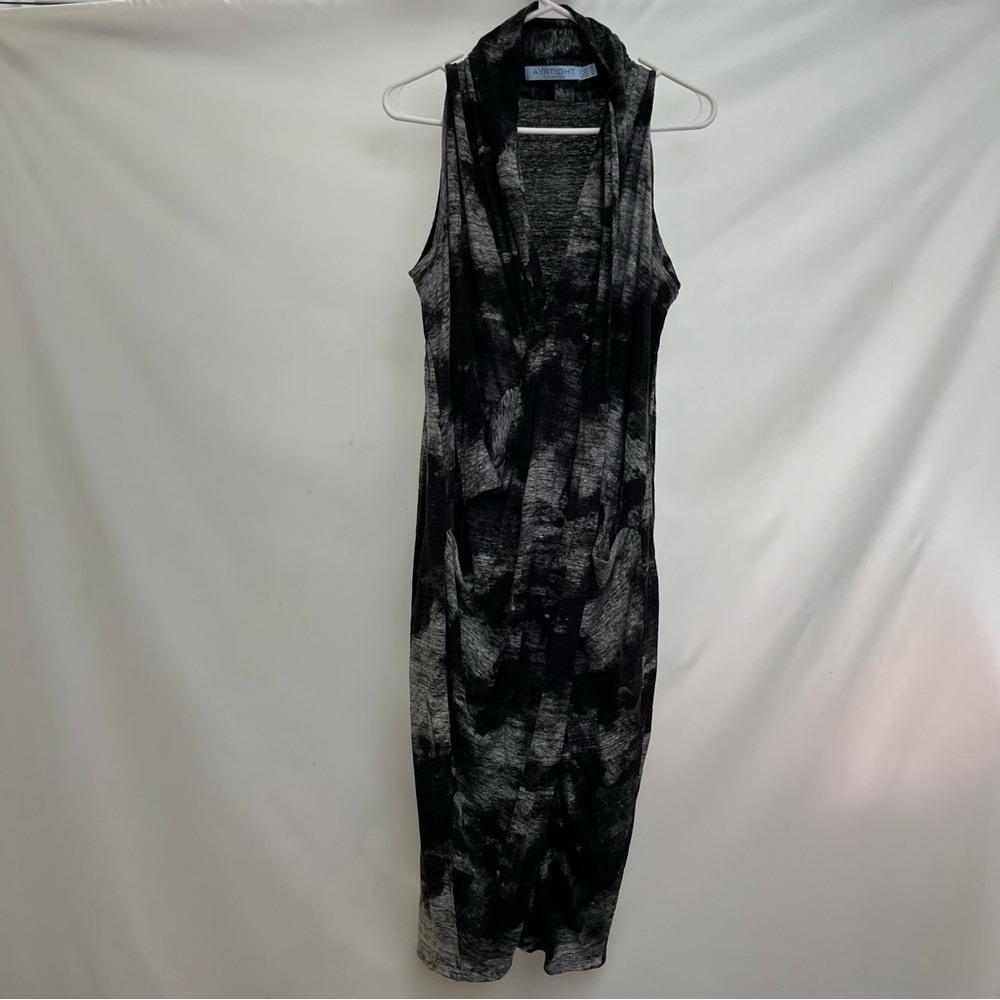 Ayrtight - size Medium asymmetrical patterned linen dress sleeveless + pockets